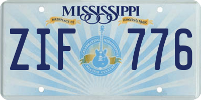 MS license plate ZIF776