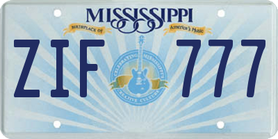 MS license plate ZIF777