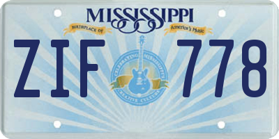 MS license plate ZIF778