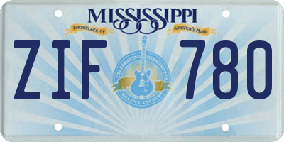 MS license plate ZIF780