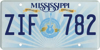 MS license plate ZIF782