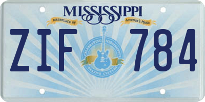 MS license plate ZIF784