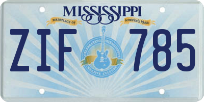 MS license plate ZIF785