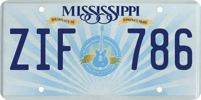 MS license plate ZIF786
