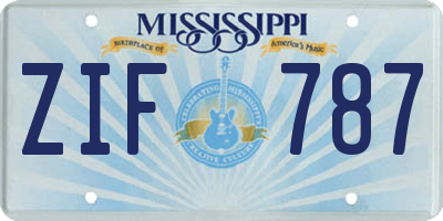 MS license plate ZIF787