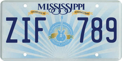 MS license plate ZIF789