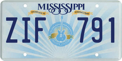 MS license plate ZIF791