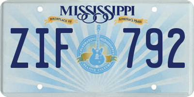MS license plate ZIF792