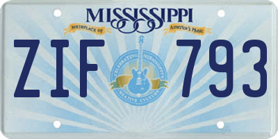 MS license plate ZIF793
