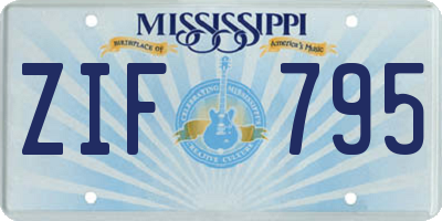 MS license plate ZIF795