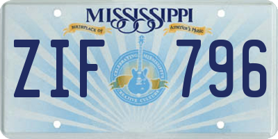 MS license plate ZIF796