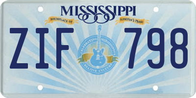 MS license plate ZIF798