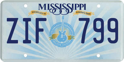MS license plate ZIF799
