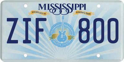 MS license plate ZIF800