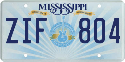MS license plate ZIF804