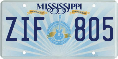 MS license plate ZIF805
