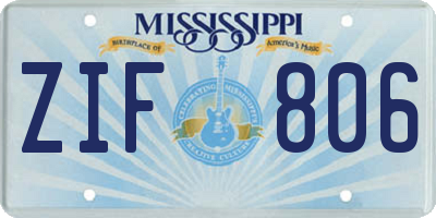 MS license plate ZIF806