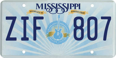 MS license plate ZIF807