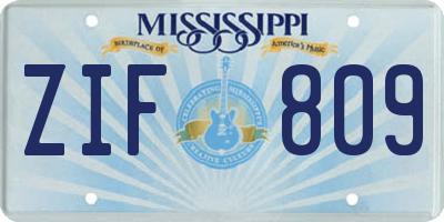 MS license plate ZIF809