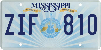 MS license plate ZIF810