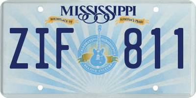 MS license plate ZIF811