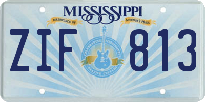 MS license plate ZIF813