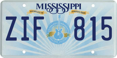 MS license plate ZIF815