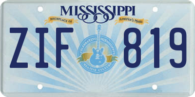 MS license plate ZIF819