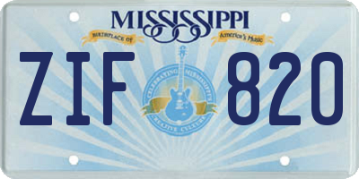 MS license plate ZIF820