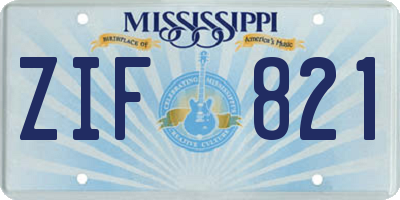 MS license plate ZIF821