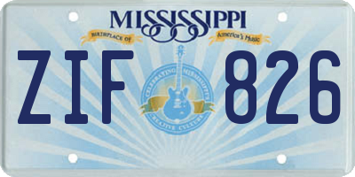 MS license plate ZIF826