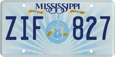MS license plate ZIF827