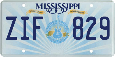 MS license plate ZIF829