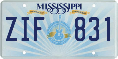 MS license plate ZIF831