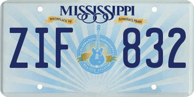 MS license plate ZIF832
