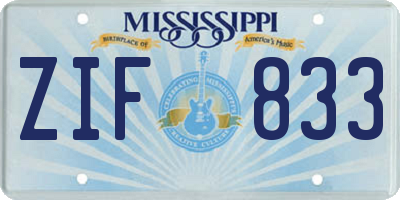 MS license plate ZIF833