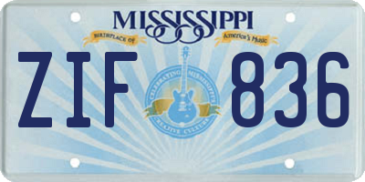 MS license plate ZIF836