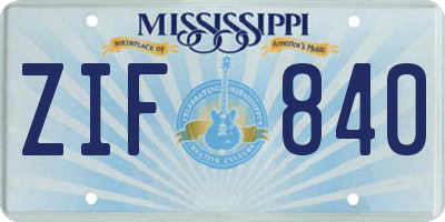 MS license plate ZIF840