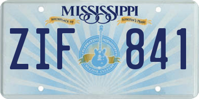MS license plate ZIF841