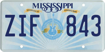 MS license plate ZIF843