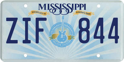 MS license plate ZIF844