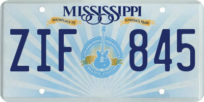 MS license plate ZIF845