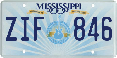 MS license plate ZIF846