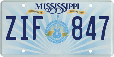 MS license plate ZIF847