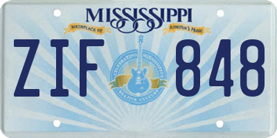 MS license plate ZIF848