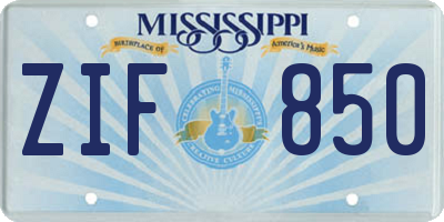 MS license plate ZIF850