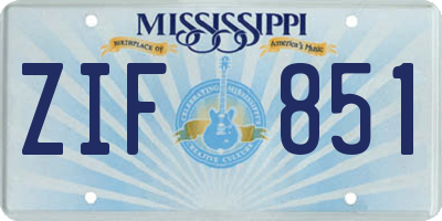 MS license plate ZIF851