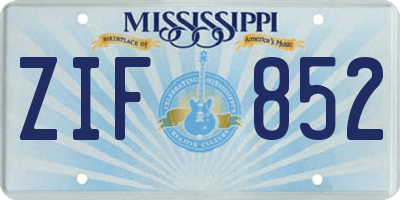 MS license plate ZIF852
