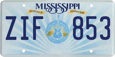 MS license plate ZIF853