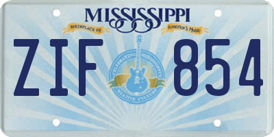 MS license plate ZIF854